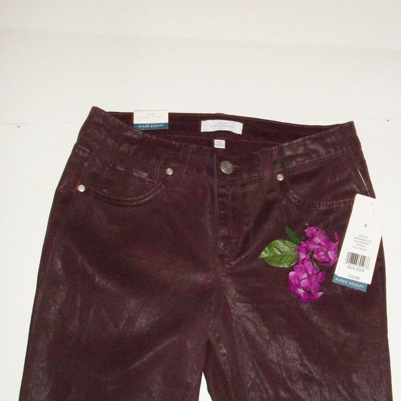 NEW DIRECTIONS 6 "Mulberry" Sleek & Sculpt Jeans NWT Wet Look Tummy Control - Picture 8 of 13